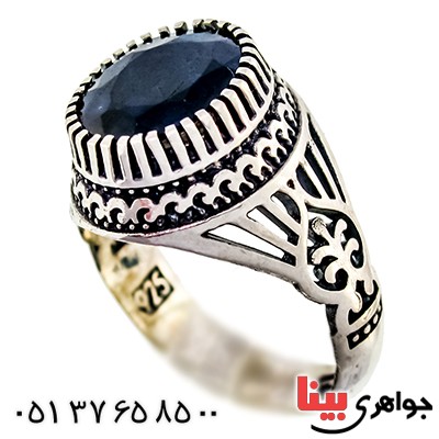 انگشتر یاقوت کبود مردانه اسلیمی