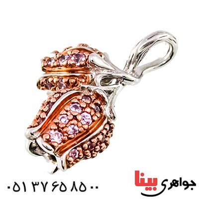 گردنبند آمتیست مرغوب زنانه گل لاله مانی ایتالیایی