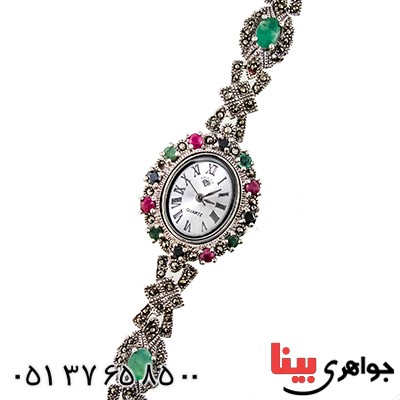 ساعت چند جواهر یاقوت و زمرد زنانه مارکازیت درجه یک تایلندی