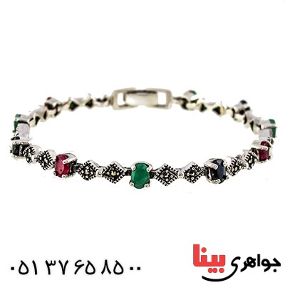 دستبند چند جواهر زنانه مارکازیت درجه یک تایلندی مدل نازیلا