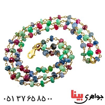 دستبند چند جواهر یاقوت و زمرد زنانه درشت مدل شیفته
