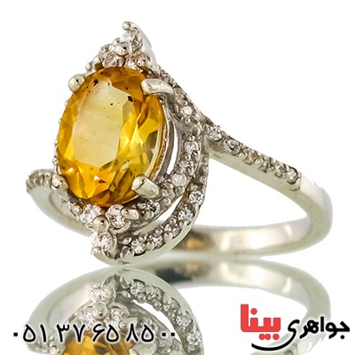 انگشتر سیترین شفاف زنانه رادیوم لوکس مدل روان _کد:9495