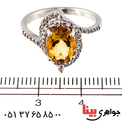 انگشتر سیترین شفاف زنانه رادیوم لوکس مدل روان _کد:9495