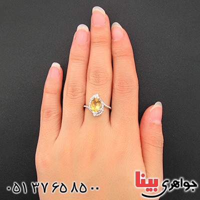 انگشتر سیترین شفاف زنانه رادیوم لوکس مدل روان _کد:9495