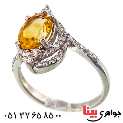 انگشتر سیترین شفاف زنانه رادیوم لوکس مدل روان