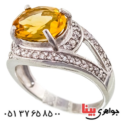 انگشتر سیترین زلال زنانه رادیوم لوکس مدل رخشان