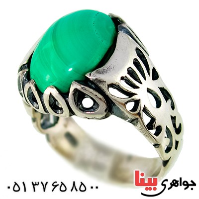 انگشتر مالاکیت مرغوب مردانه درشت اسلیمی _کد:9525