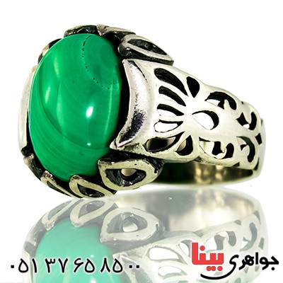 انگشتر مالاکیت مرغوب مردانه درشت اسلیمی _کد:9525