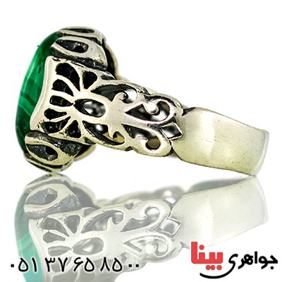 انگشتر مالاکیت عالی مردانه درشت اسلیمی سنتی _کد:9540