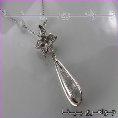 سینه ریز نقره اشک و گل