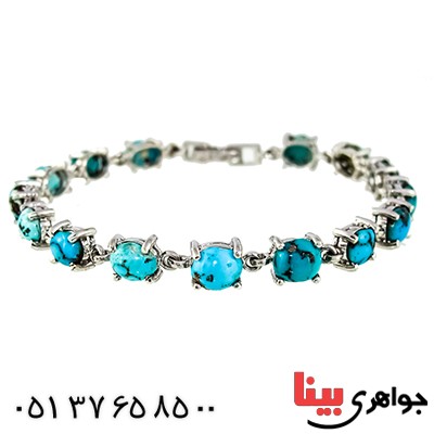 دستبند فیروزه نیشابوری درجه یک زنانه درشت رادیوم لوکس باشکوه مجلسی _کد:1354