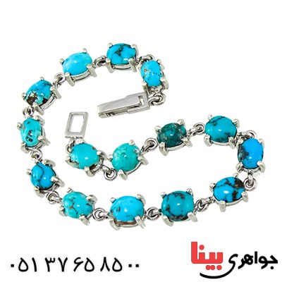 دستبند فیروزه نیشابوری درجه یک زنانه درشت رادیوم لوکس باشکوه مجلسی _کد:1354