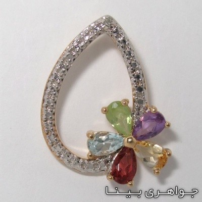 گردنبند چند جواهر اشک پنج سنگ