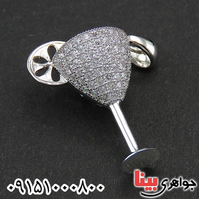 گردنبند نقره میکروستینگ نگین سوارسکی رودیوم لوکس مدل جام فانتزی _کد:9595