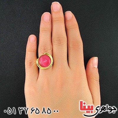 انگشتر سنگ ماه (مون استون) زنانه swatch سوئیسی طلایی سایز51 _کد:9652