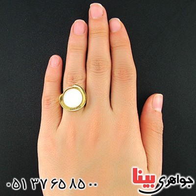 انگشتر سنگ ماه (مون استون) زنانه swatch سوئیسی طلایی سایز52 _کد:9682