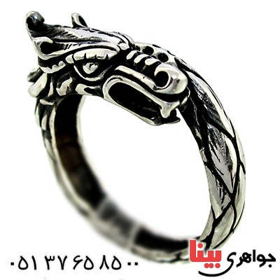 انگشتر نقره مردانه مدل اژدها _کد:9775