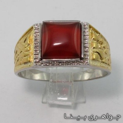 انگشتر عقیق سفید طلائی