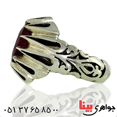 انگشتر یاقوت سرخ مرغوب مردانه درشت دور اشکی فاخر _کد:1384