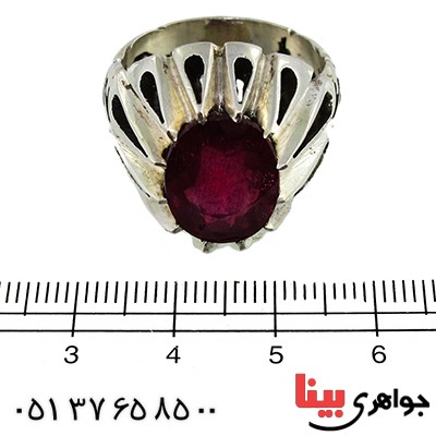 انگشتر یاقوت سرخ مرغوب مردانه درشت دور اشکی فاخر _کد:1384