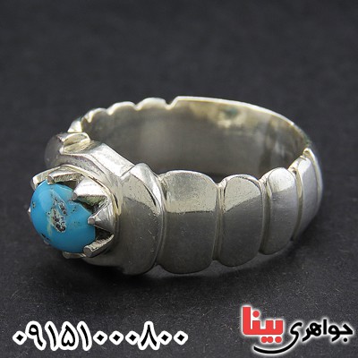 انگشتر فیروزه نیشابوری مردانه سنتی مدل پله ای _کد:9878