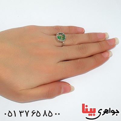 انگشتر زنانه دانه های زمردی متحرک مدل اسپرت _کد:9916