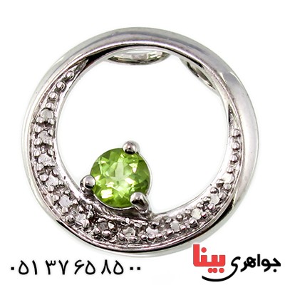 گردنبند زبرجد زنانه مانی دایره تک نگین _کد:10030