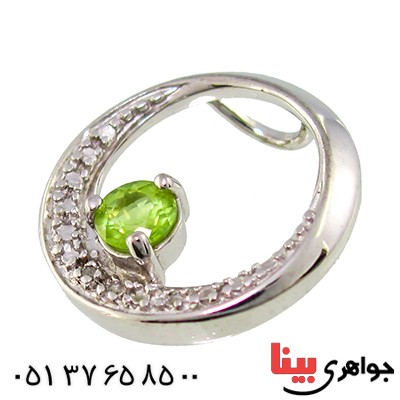 گردنبند زبرجد زنانه مانی دایره تک نگین _کد:10030
