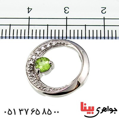 گردنبند زبرجد زنانه مانی دایره تک نگین _کد:10030