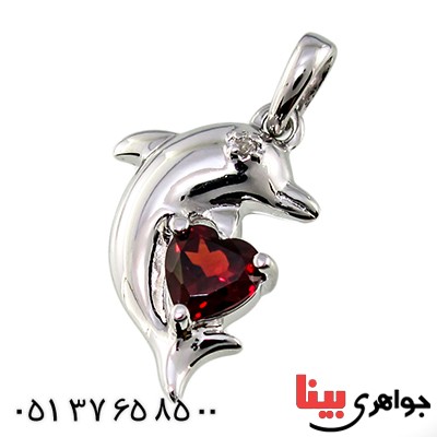 گردنبند یاقوت گارنت زنانه مانی مدل دلفین _کد:10040
