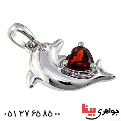 گردنبند یاقوت گارنت زنانه مانی مدل دلفین _کد:10040