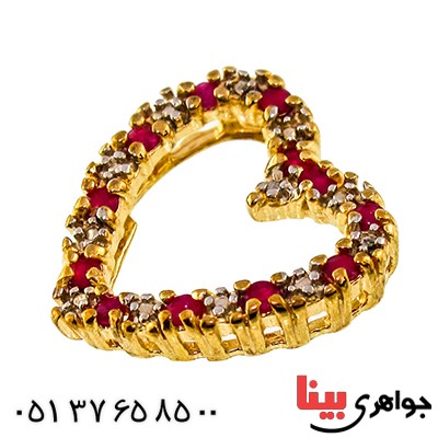 گردنبند یاقوت سرخ زنانه مانی مدل گلریز قلبی _کد:10053