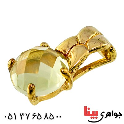گردنبند سیترین زنانه مانی ایتالیایی مدل تک نگین