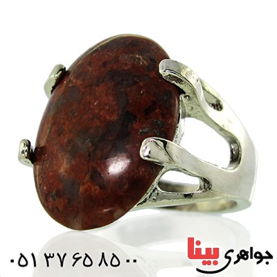 نگین انگشتر عقیق خزه ای قرمز خوشرنگ و درشت