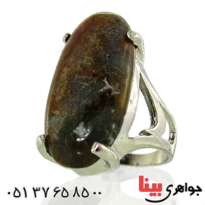 نگین انگشتر عقیق خزه ای خوشرنگ درشت