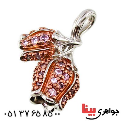 گردنبند آمتیست زنانه مانی ایتالیایی مدل گل لاله