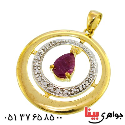 گردنبند یاقوت سرخ زنانه مانی ایتالیایی مدل پاندولی