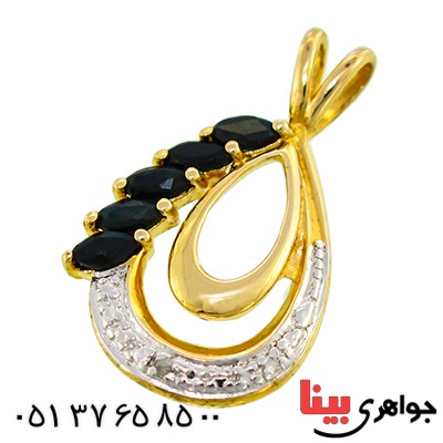 گردنبند یاقوت کبود زنانه مانی ایتالیایی مدل اشکی