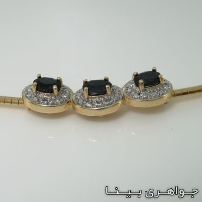 سینه ریز یاقوت کبود سه نگین