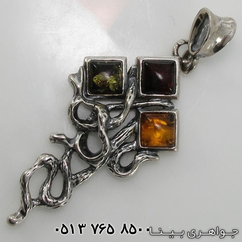 گردنبند کهربا سه سنگ