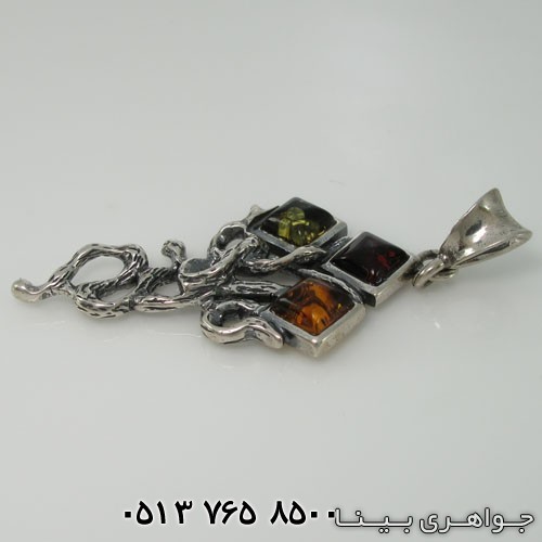 گردنبند کهربا سه سنگ