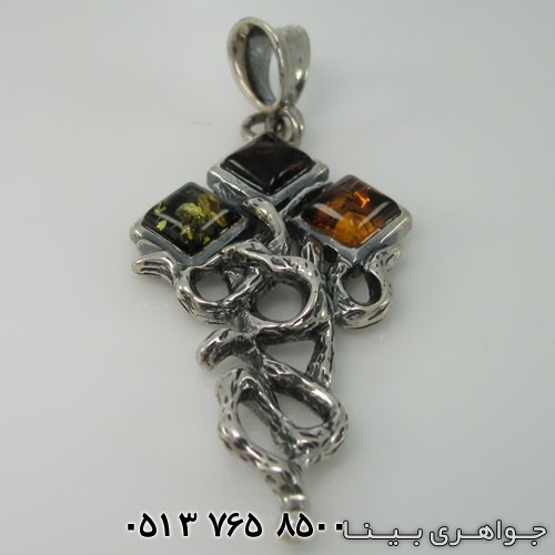 گردنبند کهربا سه سنگ