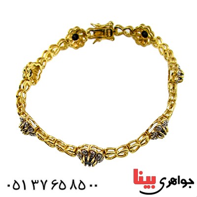 دستبند یاقوت کبود زنانه مانی مدل گل _کد:10129
