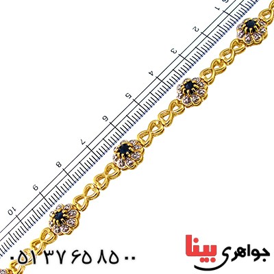 دستبند یاقوت کبود زنانه مانی مدل گل _کد:10129