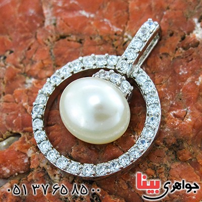 گردنبند مروارید زنانه مدل دایره دور جواهری