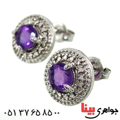 گوشواره آمتیست زنانه مانی ایتالیایی مدل شهره