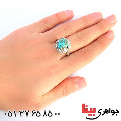 انگشتر فیروزه نیشابوری شجری عالی زنانه _کد:10142
