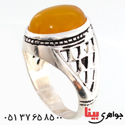انگشتر عقیق شرف الشمس مردانه مدل مشبک