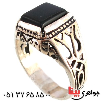 انگشتر عقیق سیاه (اونیکس) مردانه مدل کلاسیک