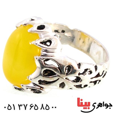 انگشتر عقیق شرف الشمس مردانه درشت مدل دور اشکی